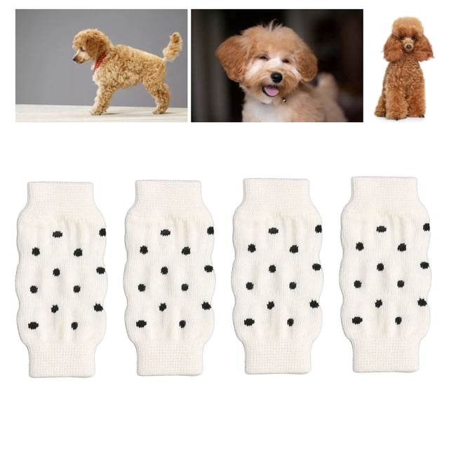 Dog Leg Brace 4Pcs Dog Elbow Protector Dog Rear Leg Hock Brace Cute Polka Dot Comfortable High Stretch Dirt Resist Pet Elbow Protective Sleeve For Dogs 4Pcs Dog Elbow Protector
