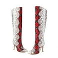thumbnail image 2 of SACFOF Womens Thigh High Boots Stiletto Heel Faux Snakeskin Boots Side Pull-On Casual Slouchy Over The Knee Boots for Women, 2 of 6