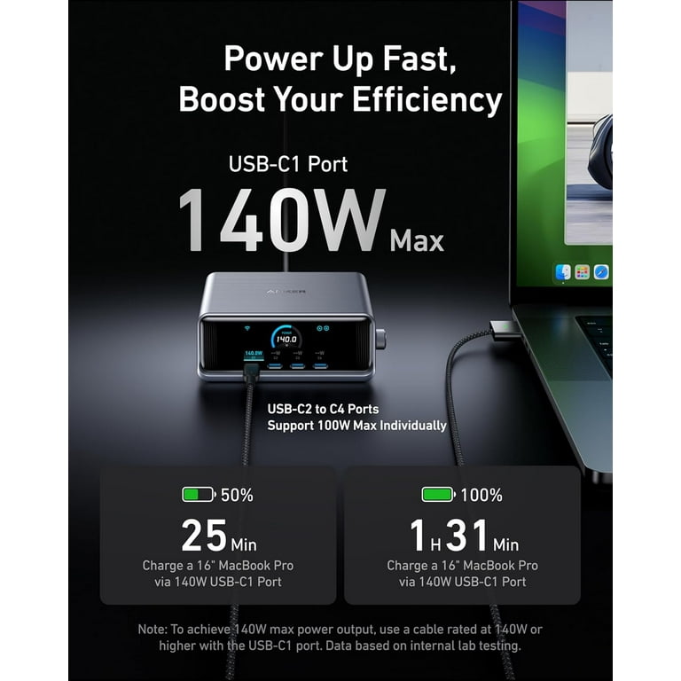 Anker Prime Charger, 250W GaN Prime USB C Charging Station