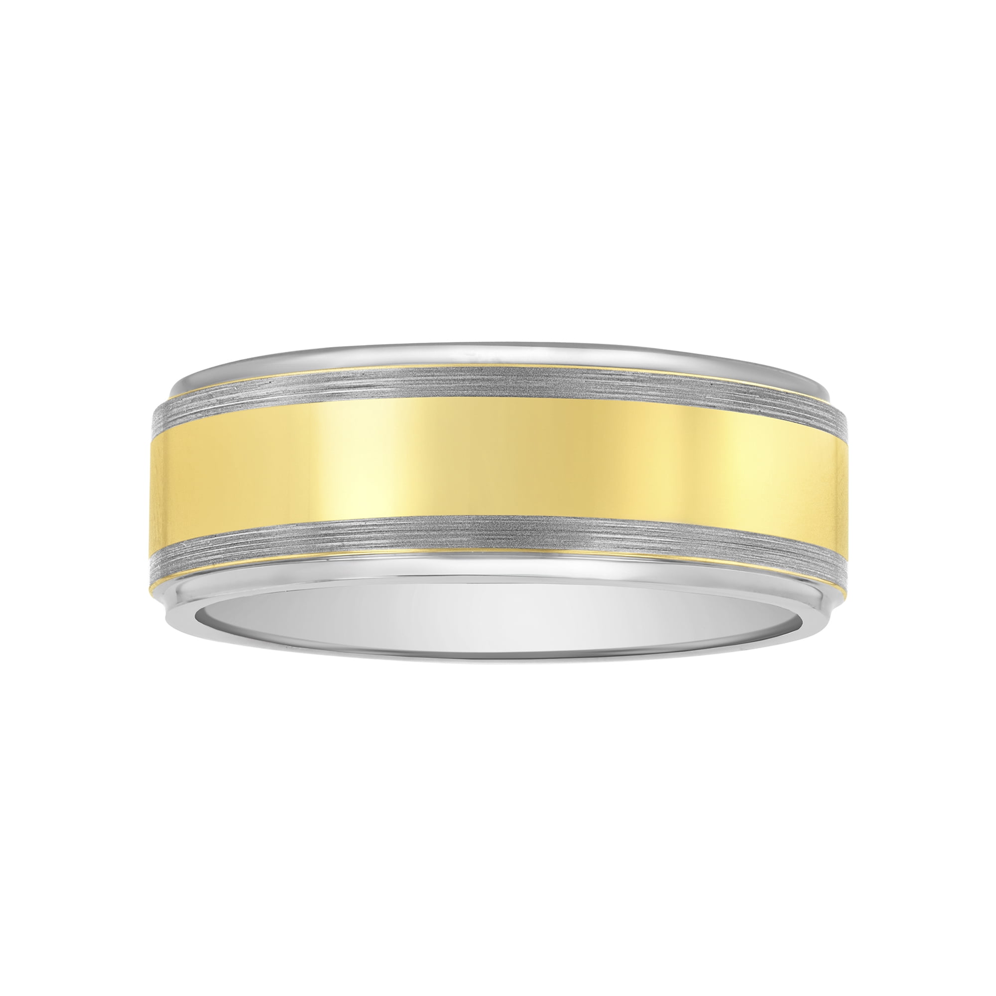 Brilliance Fine Jewelry Men's Tungsten With Yellow Finish High Polish Center Band - Wedding Band