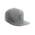 thumbnail image 2 of Daxton Classic Snapback Hat Old English Font Alphabet A to Z Flat Bill Visor Cap, Light Grey Hat, Green C, 2 of 4