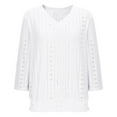thumbnail image 3 of Vibrex Women's V Neck 3/4 Sleeve Tops Casual T Shirts Basic Summer Tees Loose Fit Pullover Tunic Fashion Women's Comfortable Solid Color Soft Breathable Blouse Elastic Hem Waist-Cinching Blouses, 3 of 9