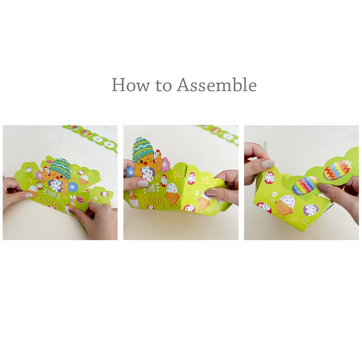 Wrapables Easter Gift Baskets with Handle, Treat Boxes for Eggs, Cookies and Candy, Set of 12, Vibrant Easter Eggs