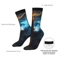 thumbnail image 2 of Yiaed Red And Blue Fire Cat Print Great elasticity Crew Socks Sports socks for Men and Women, 2 of 5