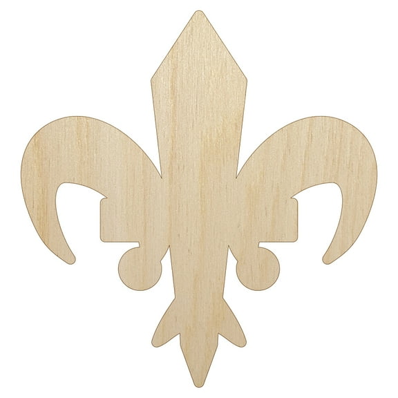 Fleur De Lis French Mardi Gras Solid Wood Shape Unfinished Piece Cutout Craft DIY Projects - 4.70 Inch Size - 1/8 Inch Thick