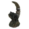 thumbnail image 3 of Black Cat Sitting On Crescent Greenman Tree Moon Figurine With LED Night Light, 3 of 9