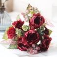 thumbnail image 4 of Artificial Peony Flowers Vintage Fake Peony Silk Flowers for Wedding Home Office Party Events Decoration, Pack of 1 (Red), 4 of 6