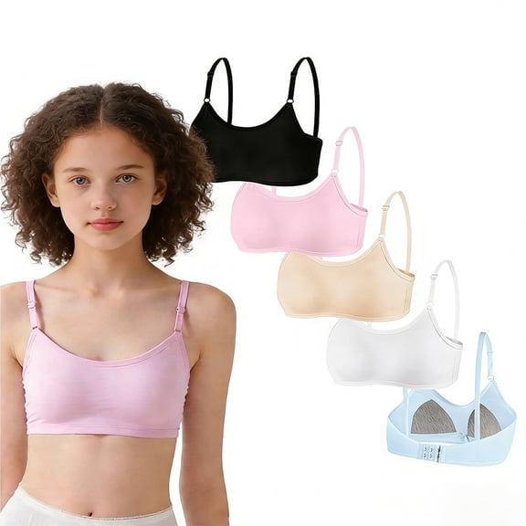 Big Girls Training Bras Wireless Cotton Light Padded Bra No Show Edge Adjustable Straps Back Closure Soft Stretchy Smooth Comfort Breathable for School 10-14 Years