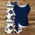 thumbnail image 5 of SOOMLON Boho Outfits for Women Plus Size Crew Neck Front Tie Tees Cooling Print Loose Pants Hawaiian Two Piece Sets, 5 of 5