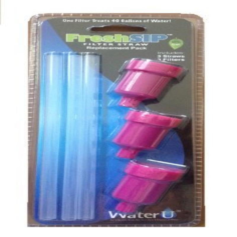 3 Straws and 3 Filters WaterU FreshSIP Water Filter Straw Replacement Pack