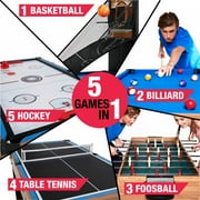 5-in- 1 Combo Game, Pool Table , Hockey, Foosball, Table Tennis, Basketball by MD Sports