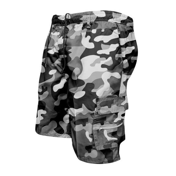 OIOLOYJM Mens Camo Cargo Shorts Drawstring Elastic Waist Relaxed Fit Casual Breathable Gym Joggers Classic Hiking Short Pants with Multi Pockets Camouflage L