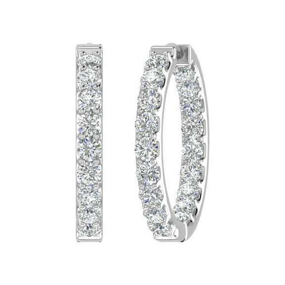 3 Carat Diamond Inside Out Hoop Earrings in 14K White Gold
