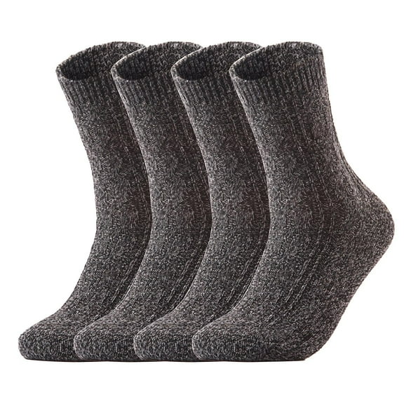 Women's 4 Pairs Extra Comfortable Cozy Wool Crew Socks. Sweat Absorbent Great Activewear for Fun Sports Size 6-9 HR1613(Dark Grey)