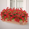 thumbnail image 5 of 12 Bundles Artificial Outdoor Flowers,UV Resistant Fake Violets Flowers with stems Plastic Faux Flowers Greenery Plants for Outdoor Hanging Plants Garden Porch Window Box Decor  (Red), 5 of 15