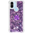 thumbnail image 2 of Glitter Clear Sparkly Bling Case for Xiaomi Redmi A1, Rugged Shockproof Flowing Liquid Floating Cover for Women with Ring Holder Phone Case for Xiaomi Redmi A1  Purple, 2 of 14