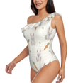 thumbnail image 5 of Daiia Retro Rabbit Women's One Piece Swimsuits Personalized One Shoulder Swimwear Asymmetric Ruffle Bathing Suits-Large, 5 of 8
