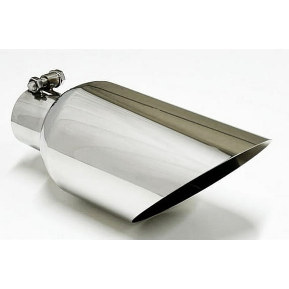 Exhaust Tip 6.00 X 12.00" Long 2.50 Inlet WW60012-250-BOSS-S Slant Polished 304 Stainless Wesdon Exhaust Tip