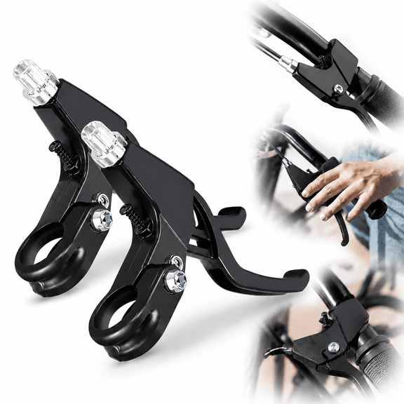 1 Pair Bicycle Brake Lever, V-Brake Handlebar Aluminium Alloy Bike Brake Handle Universal 2.2cm for Most Bicycle, Road Bike, Mountain Bike (Black)