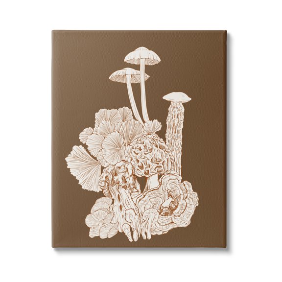 Stupell Industries Mushrooms Forest Flora Plants Arrangement Intricate Detail Graphic Art Gallery Wrapped Canvas Print Wall Art, Design by Ziwei Li