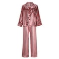 thumbnail image 4 of LOPECY-Sta Satin Pajamas for Women 2 Piece Pjs Set Long Sleeve Button Down Top with Pants Breathable Soft Sleepwear Loungewear, 4 of 9