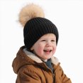 thumbnail image 2 of Baby Toddler Beanie Solid Color Cute Knitting Hat with Pom-Pom for 0-3 Years Little Kids Winter Beanie Hat, 2 of 6