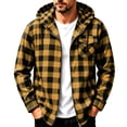 thumbnail image 2 of Jaunzuar Zip Up Hoodie Men Drawstring Long Sleeve Plaid Shirt Men Outdoor Warm Casual Jackets with Pockets XL, 2 of 6