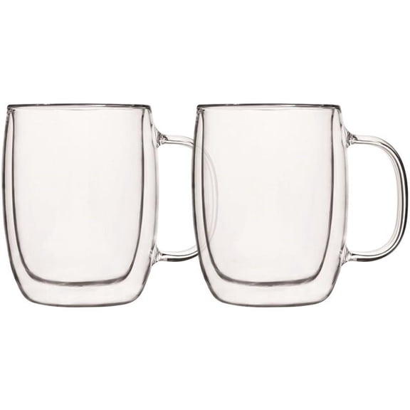 Insulated Double Wall Mug Cup Glass-Set of 4 Mugs/Cups for Coffee,Cappuccino,latte,espresso,Tea,Thermal,Clear,350ml