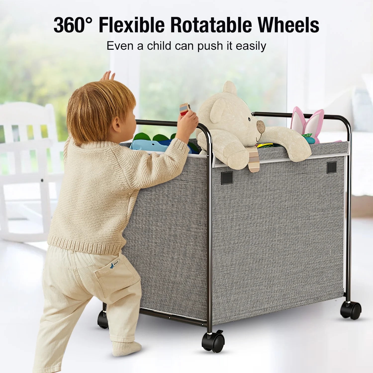 110L Extra Large Toy Bin with Lids & Wheels, Toy Box for Living Room Area, Boys, Girls, Stuffed Animal Storage