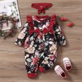 thumbnail image 4 of MHZLDYZ Clearance Girls 10-12 Summer Outfits Infant Newborn Baby Girls Long Sleeve Floral Print Patchwork Bowknot Romper Jumpsuit With Headbands Outfits Set 2Pcs Girls Summer Shirts (Black,3M), 4 of 4