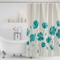thumbnail image 2 of Turquoise Flowers Shower Curtain Set - Long 72" x 84" Washable Bathtub Curtain with 12 Hooks, Spring Retro Watercolor Botanical Floral Waterproof Fabric Stall Shower Curtains for Bathroom Décor, 2 of 6