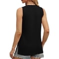 thumbnail image 5 of Tank Tops for Women Plus Size under $5 Sleeveless V-neck Slim Fitted Solid Color Hem Split Casual Tank Black 2XL, 5 of 6