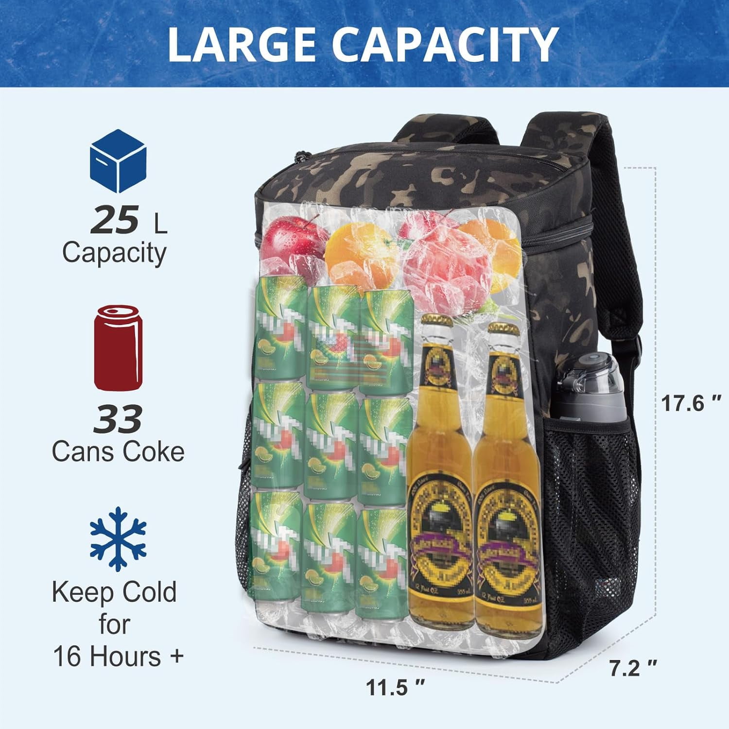 TRIPGEAR Backpack Cooler for Men, 25L Large Insulated Backpack Leak-Proof, Heavy Duty Lunch Backpack, Waterproof Ice Chest Bag