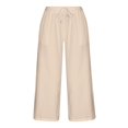 thumbnail image 4 of Lilgiuy Woman Solid Color Cotton And Linen Loose Casual Wide Leg Nine-Quarter Pants Lightweight Versatile Going Out Pants, 4 of 5