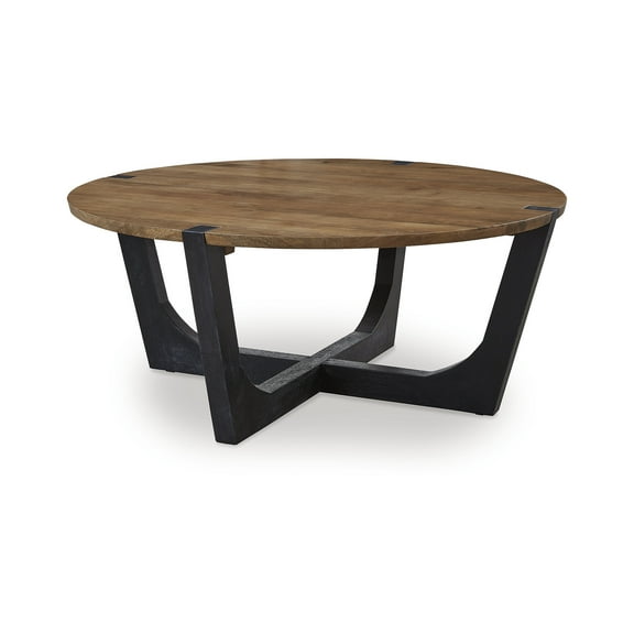 Signature Design by Ashley Hanneforth Round Coffee Table, Brown/Black