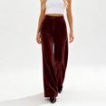 thumbnail image 6 of JUUNthy Womens Wide Leg Dress Pants, with Pockets Button High Waist Flat Front Velvet Office Business Palazzo Trousers Gray 3XL, 6 of 16