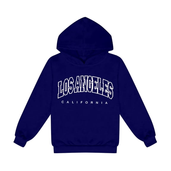 Zylarhe Girls Boys Sweatshirt Girls Hoodies & Sweatshirts Letter Printed Casual Hoodie for Children - Stylish and Comfortable Designs for Young Girls Navy 3-4 Years