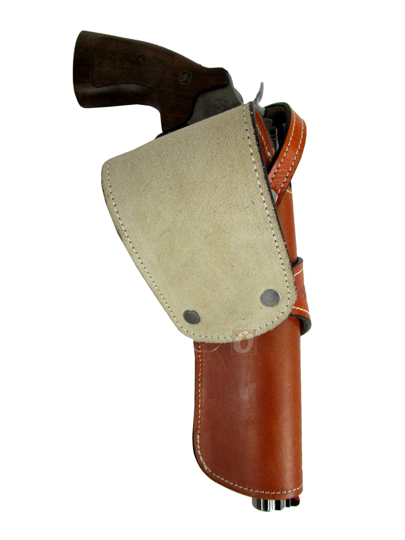 Leather Holster Long Barrel Western Gun Cover Wavy Tan Color - Left Handed