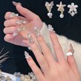 thumbnail image 4 of dianhelloya Nail Art Supplies 3Pcs Nail Pentagram Decors Shiny 3D Effect Gloss DIY Mini Butterfly Faux Pearl Pendant Five-Petal Flower Nail Charms for Nail Salon (J), 4 of 8