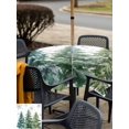 thumbnail image 4 of Outdoor Tablecloth with Umbrella Hole and Zipper, Green Christmas Tree Square Table Cloth 60x60 Inch Waterproof Tablecloth, Xmas Tree Grey Snowflake Picnic Table Cover for Patio Camping, 4 of 7