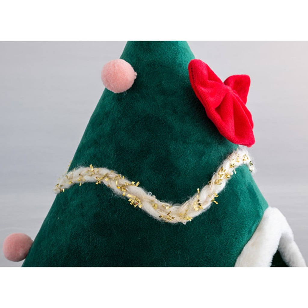 Summercome Christmas Tree Dog House, Cozy Dog Cave Pet Sleeping Bed Puppy Tent with Removable Cushion, Pets Bed for Large Dogs Cats Xmas Decoration, (Green, L Size 21.65in)