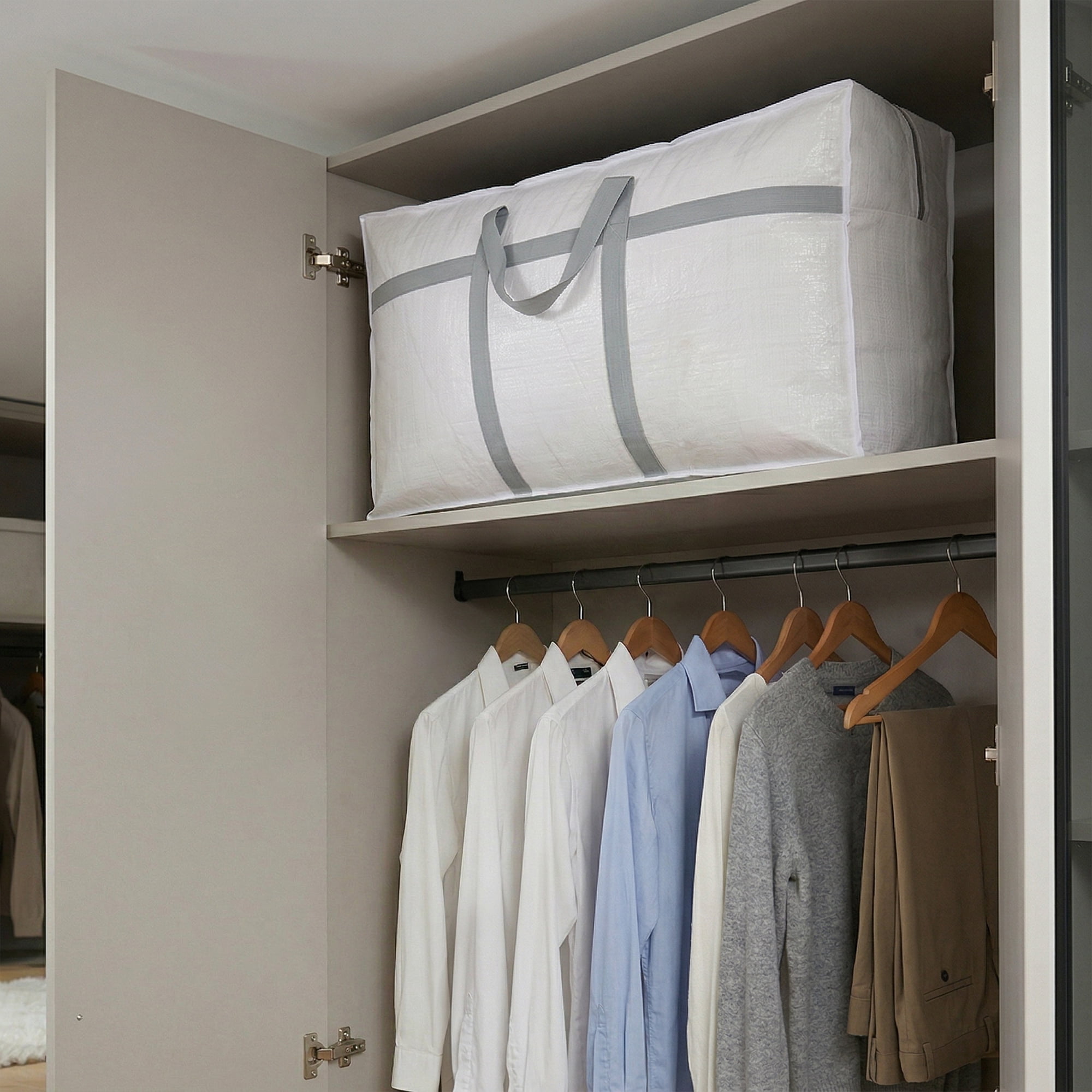 Unique Bargains Clothes Storage Bags for Organizing Clothing White 39.4"x11.8"x22.8"