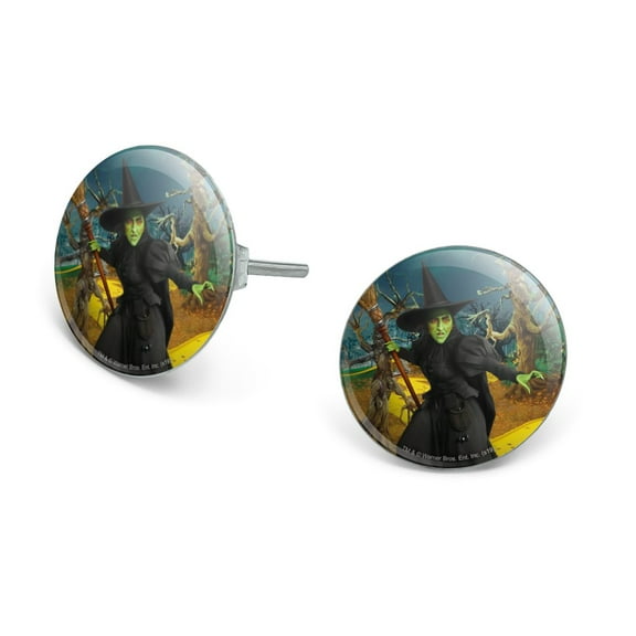 Wizard of Oz Wicked Witch Character Novelty Silver Plated Stud Earrings