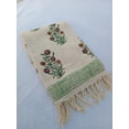 thumbnail image 4 of Handmade Block Print Cotton Throw Blanket with Tassels – Beige Boho Floral Couch Throw – Farmhouse Decorative Sofa Blanket, 4 of 9