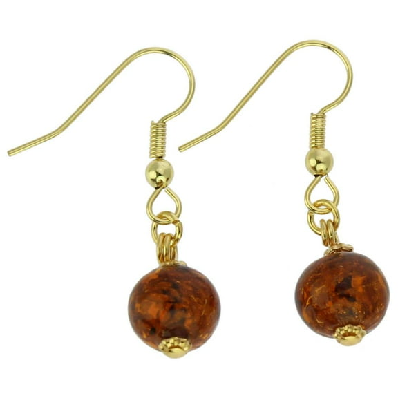 GlassOfVenice Murano Glass Starlight Balls Earrings - Cognac