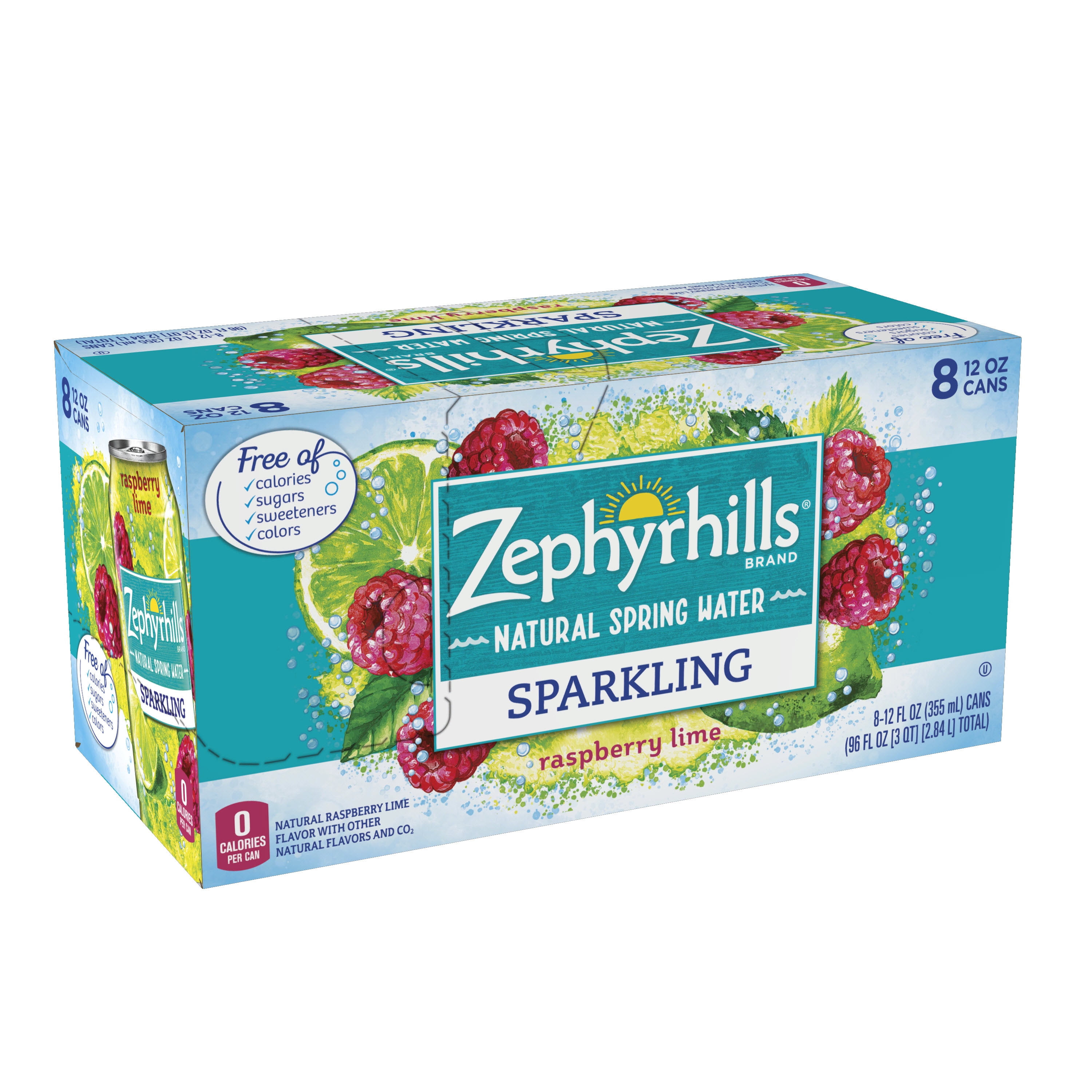 Zephyrhills Sparkling Water, Raspberry Lime, 12 oz. Cans (Pack of 8