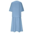 thumbnail image 5 of NaWent Cotton Linen Skirt 2 Piece Set Women's Summer Solid Round Neck 3/4 Sleeve Tops Skirt Suit Light Blue XL, 5 of 6