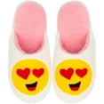 Emoji Slippers for Women, Fuzzy House Shoes, Smiley Face & Heart Eyes