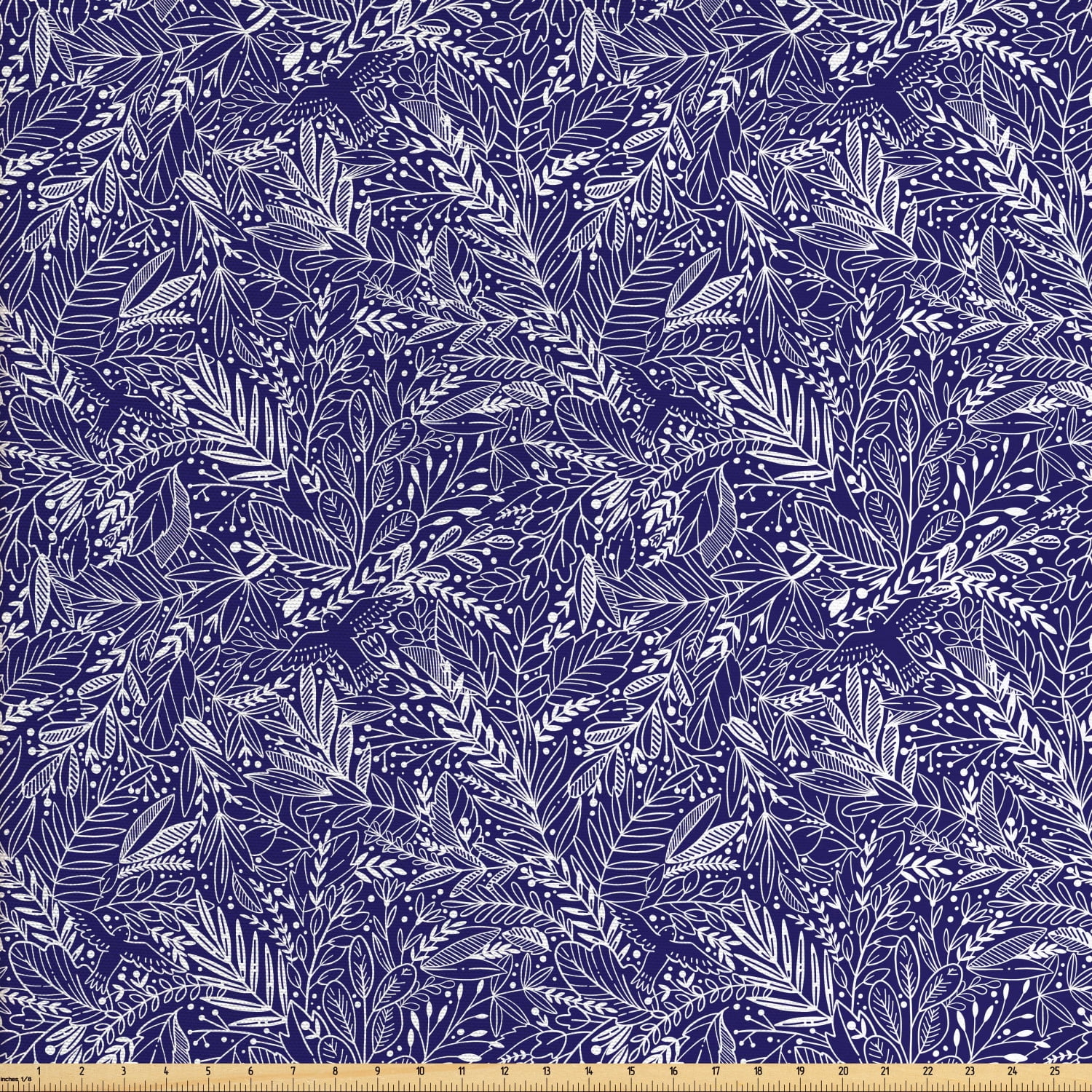 Botanical Sofa Upholstery Fabric by the Yard, Monochrome Detailed