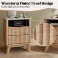 thumbnail image 6 of KeyWhat Modern Nightstand with Charging Station, Mid-Century Wood End Table Side Table for Living Room, Fluted Panel, Natural Oak, 6 of 8